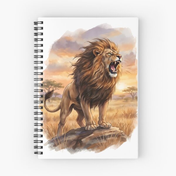 Item preview, Roaring African Lion Standing on Savanna Rock designed and sold by RubisLeaf.