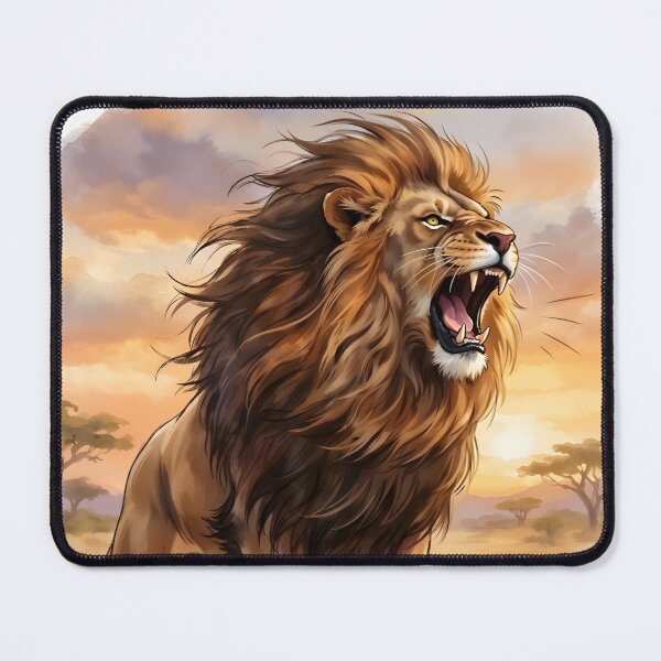 Item preview, Roaring African Lion Standing on Savanna Rock designed and sold by RubisLeaf.