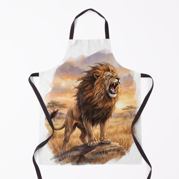Item preview, Roaring African Lion Standing on Savanna Rock designed and sold by RubisLeaf.