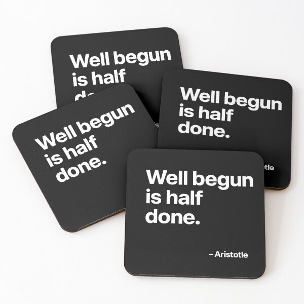 Item preview, Well Begun Is Half Done Aristotle Motivation Quote (White Font) designed and sold by TshirtsLabs.