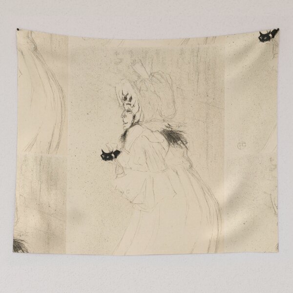 Item preview, May Belfort Bowing by Henri de Toulouse-Lautrec | Belle Époque Black Cat Cabaret Art Print designed and sold by artofuniverse.