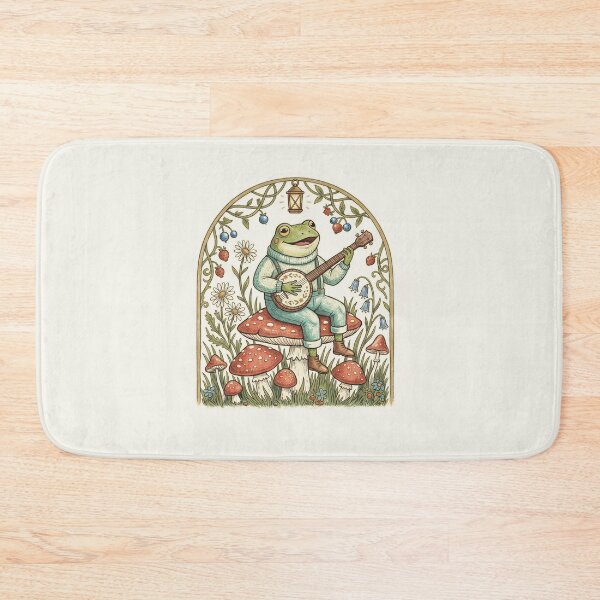 Item preview, banjo frog on mushroom designed and sold by AdyKurniawan.
