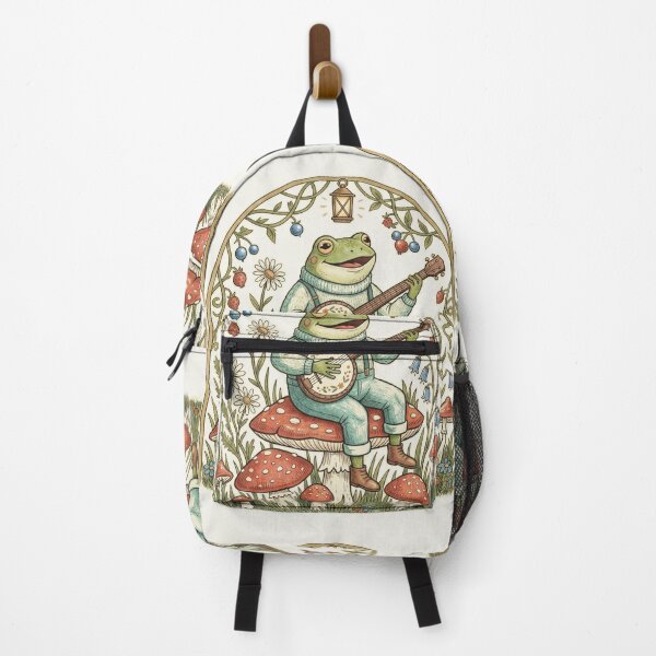 Item preview, banjo frog on mushroom designed and sold by AdyKurniawan.