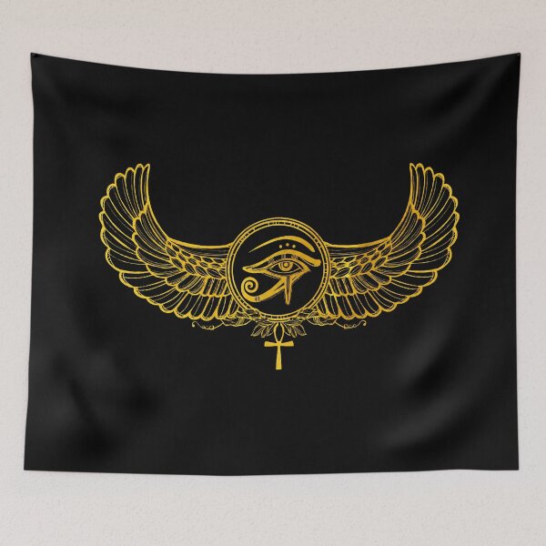 Item preview, Golden Winged Eye of Horus and Ankh Line Art designed and sold by Ahmed-G-Designs.