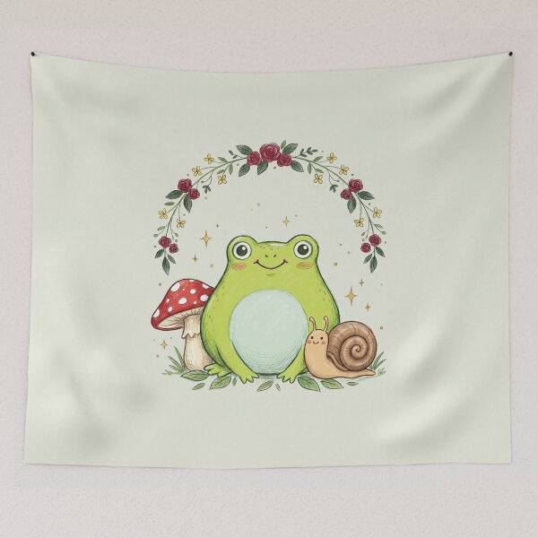 Item preview, cottagecore frog snail mushroom designed and sold by AdyKurniawan.