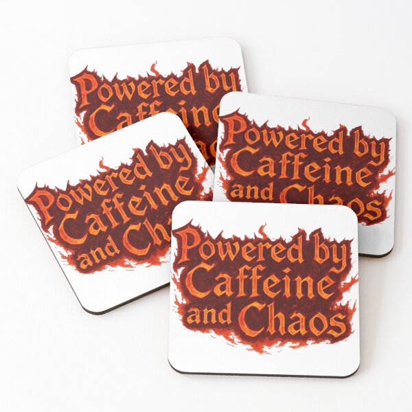 Item preview, Powered by Caffeine and Chaos - Fiery Burning Text Art designed and sold by GrafikLabbo.