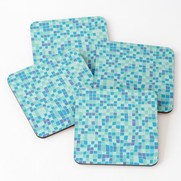 Item preview, Summery, bottom of the pool mosaic with green and blue tiles designed and sold by studiodrchicken.