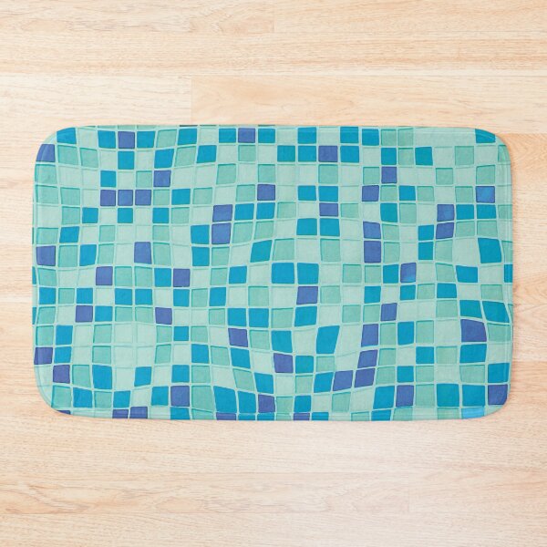 Item preview, Summery, bottom of the pool mosaic with green and blue tiles designed and sold by studiodrchicken.