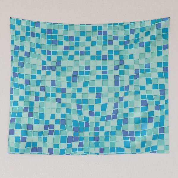 Item preview, Summery, bottom of the pool mosaic with green and blue tiles designed and sold by studiodrchicken.