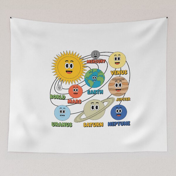 Item preview, Solar System with Smiley Planets designed and sold by NiftyWrx.
