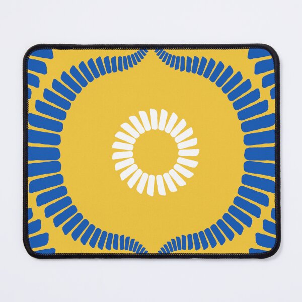 Item preview, Circus Inspired Blue Ogee and White Circle Motifs on Yellow designed and sold by ArtyFridgees.