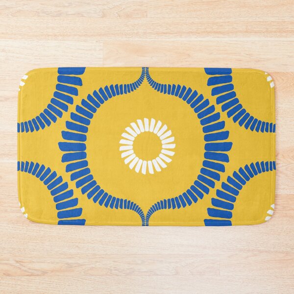 Item preview, Circus Inspired Blue Ogee and White Circle Motifs on Yellow designed and sold by ArtyFridgees.