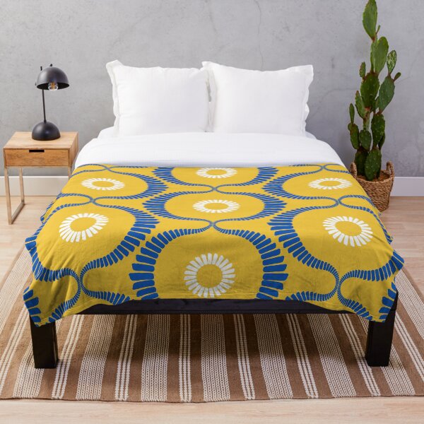 Item preview, Circus Inspired Blue Ogee and White Circle Motifs on Yellow designed and sold by ArtyFridgees.