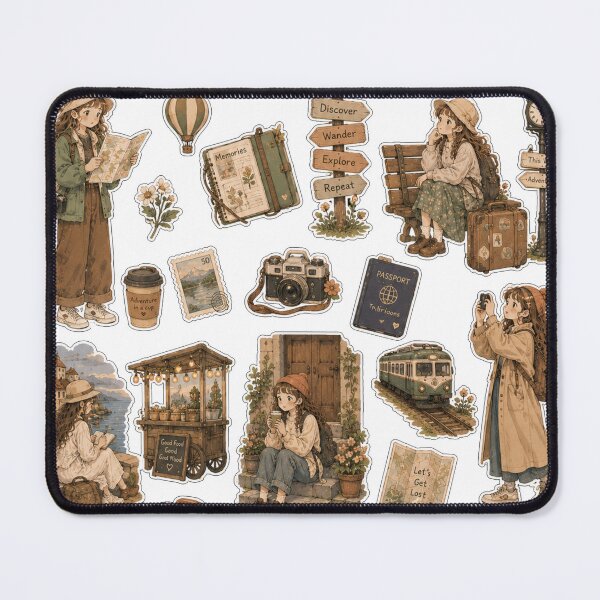 Item preview, Cozy Trails & Golden Maps Sticker Collection, countryside explorations, handwritten itineraries, quiet coffee breaks, adventures along paths. designed and sold by BlareBlare.