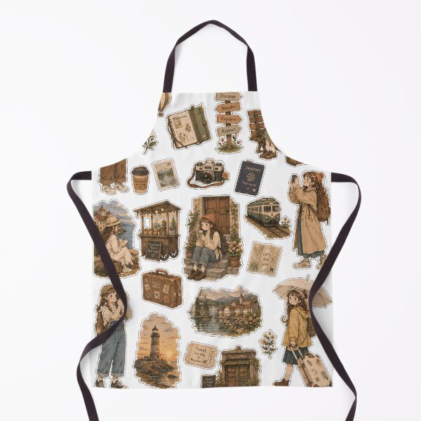 Item preview, Cozy Trails & Golden Maps Sticker Collection, countryside explorations, handwritten itineraries, quiet coffee breaks, adventures along paths. designed and sold by BlareBlare.