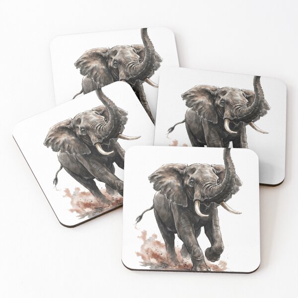 Item preview, Charging African Elephant Watercolor Bull Elephant Art designed and sold by RubisLeaf.