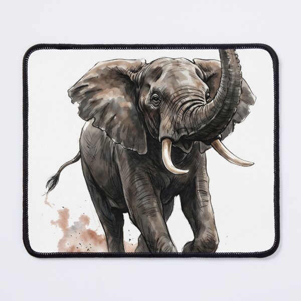 Item preview, Charging African Elephant Watercolor Bull Elephant Art designed and sold by RubisLeaf.