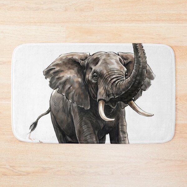 Item preview, Charging African Elephant Watercolor Bull Elephant Art designed and sold by RubisLeaf.