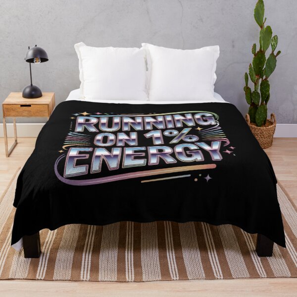 Item preview, Running On 1% Energy Funny Introvert Meme Quote Retro Aesthetic Typography Design designed and sold by Aarvya Fashion Club ( A.F.C ).