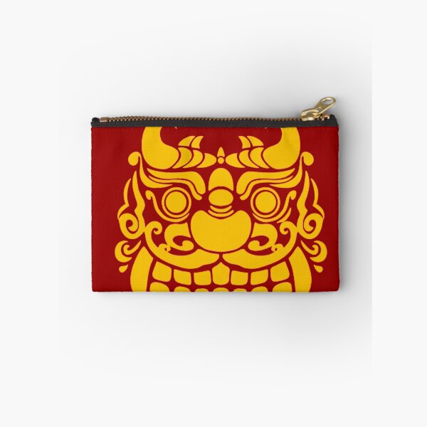 Item preview, Korean Dokkaebi Mask Red Gold Digital Art Print | Instant Download designed and sold by DaHaeStudio.
