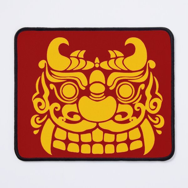 Item preview, Impresión digital de la máscara coreana Dokkaebi en rojo y dorado | Descarga instantánea designed and sold by DaHaeStudio.