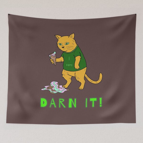 Item preview, Funny Ginger Cat Darn It! - Grumpy Cat with Melted Ice Cream designed and sold by LeshanArt.