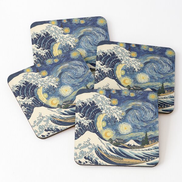 Item preview, The Great Starry Wave | Ukiyo-e Van Gogh Mashup designed and sold by Vandy Fullam.