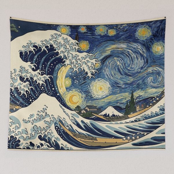 Item preview, The Great Starry Wave | Ukiyo-e Van Gogh Mashup designed and sold by Vandy Fullam.