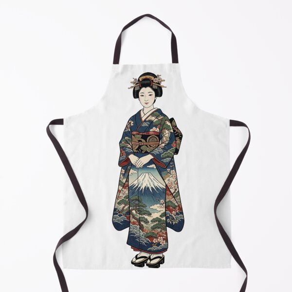 Item preview, Mount Fuji Kimono Geisha - Japanese Ukiyo-e Style Traditional Art designed and sold by vekotpu.