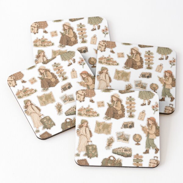 Item preview, Explorer Sticker Collection, illustrated travel aesthetic sticker sheet, elegant traveler portraits, memorable destinations, treasured travel. designed and sold by BlareBlare.