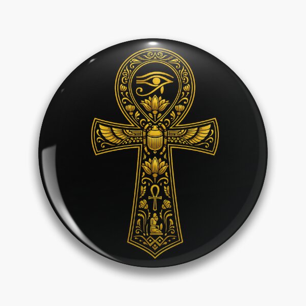 Item preview, Ornate Golden Ankh Cross with Eye of Horus and Scarab designed and sold by Ahmed-G-Designs.