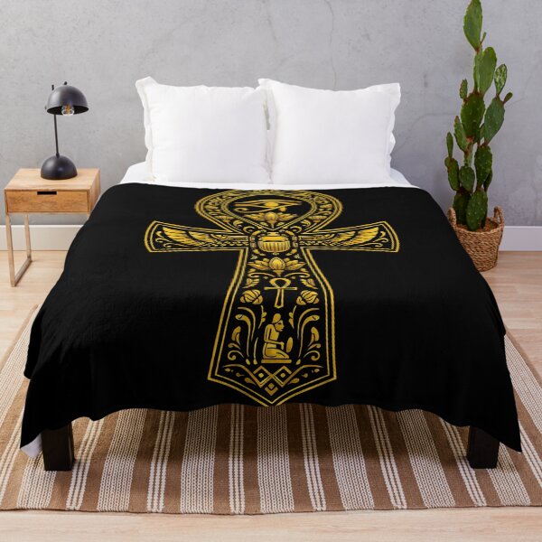 Item preview, Ornate Golden Ankh Cross with Eye of Horus and Scarab designed and sold by Ahmed-G-Designs.