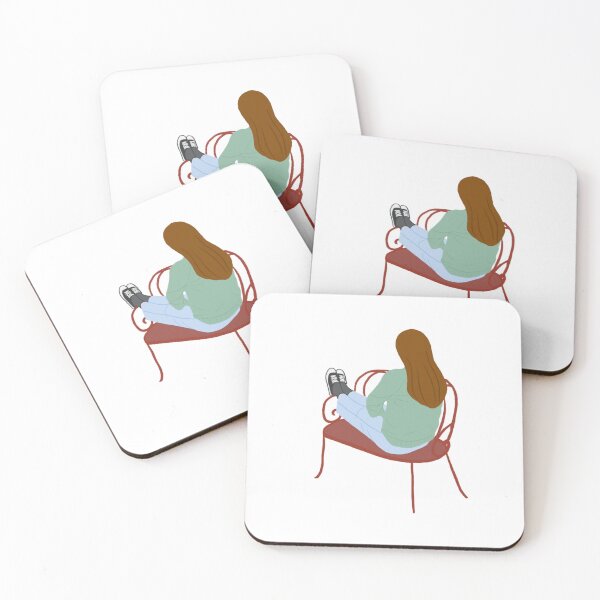 Item preview, Cozy Afternoon: Girl on a Red Bench designed and sold by GingerLand.