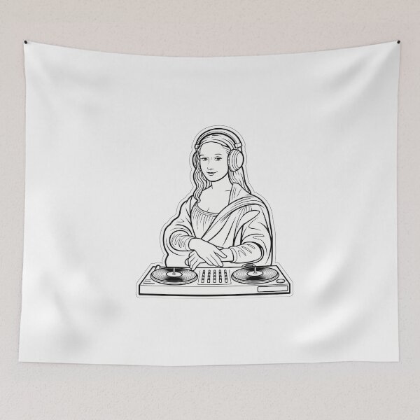 Item preview, Mona Lisa DJing in Black and White designed and sold by NiftyWrx.