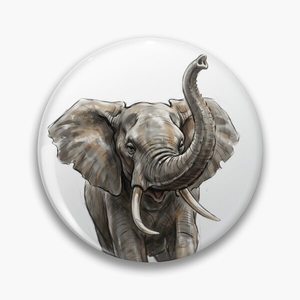 Item preview, African Elephant Charging Forward Watercolor Art designed and sold by RubisLeaf.