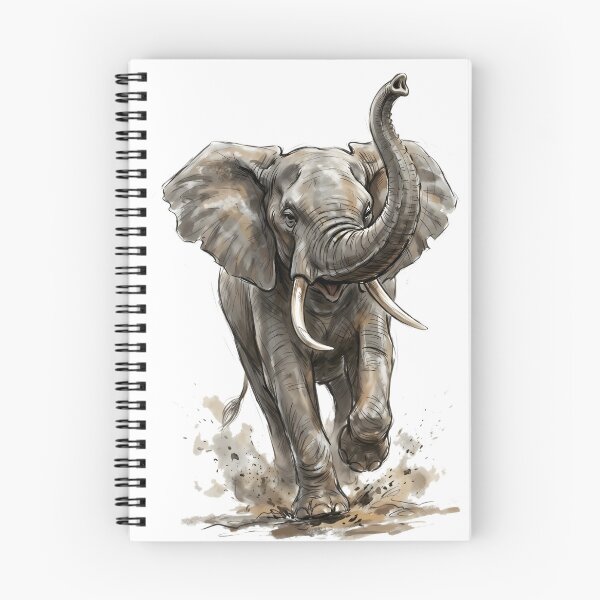 Item preview, African Elephant Charging Forward Watercolor Art designed and sold by RubisLeaf.