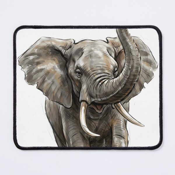 Item preview, African Elephant Charging Forward Watercolor Art designed and sold by RubisLeaf.