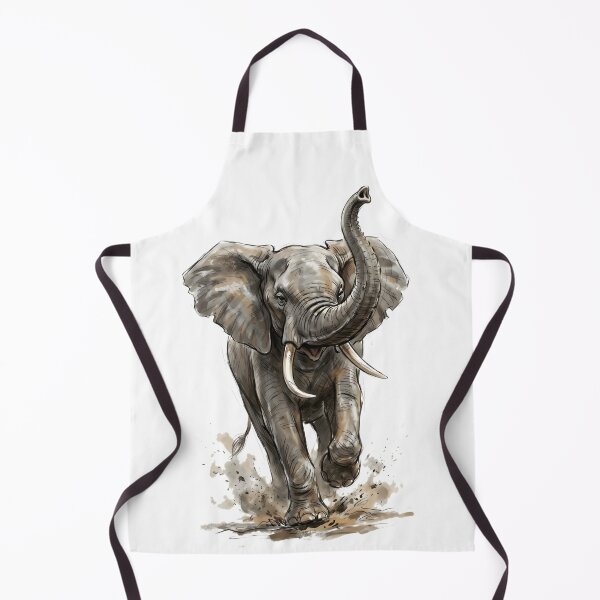 Item preview, African Elephant Charging Forward Watercolor Art designed and sold by RubisLeaf.