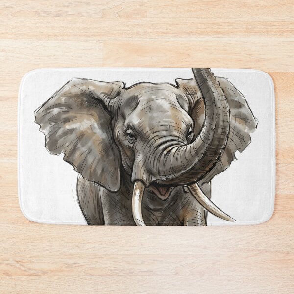 Item preview, African Elephant Charging Forward Watercolor Art designed and sold by RubisLeaf.