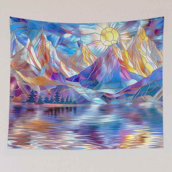 Item preview, Mountains Sunset Stained Glass  designed and sold by MargaretWiktor.
