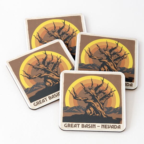 Item preview, Great Basin Nevada Retro Bristlecone Pine Tree Vintage Sunset Art designed and sold by LoliDesignShop.