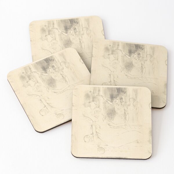 Item preview, Mme Simon-Girard, Brasseur and Guy in La Belle Hélène by Henri de Toulouse-Lautrec | Vintage French Theatre Sketch Art Print designed and sold by artofuniverse.