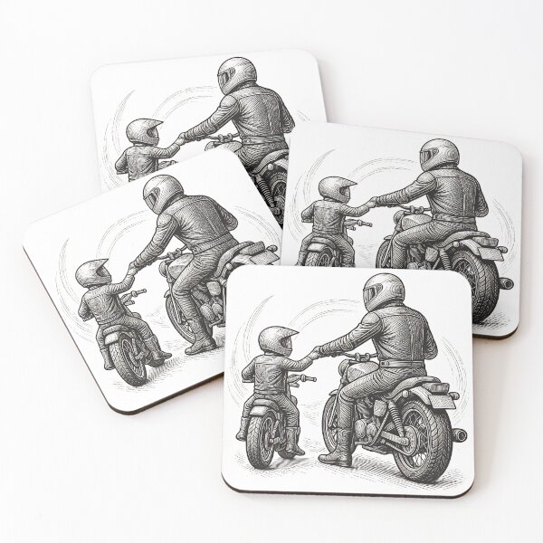 Item preview, Father and Son Motorcycle Bond Vintage Biker Graphic Design designed and sold by Kavya Art.
