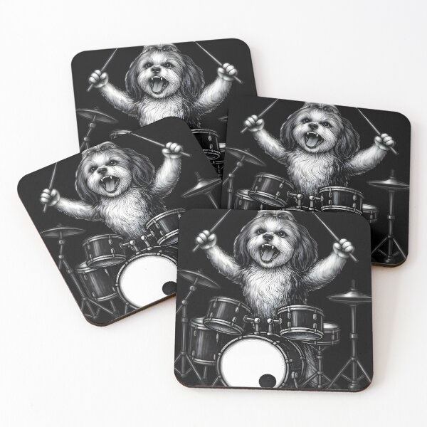 Item preview, Shih Tzu Drummer — Edgy Metal Dog on Drums designed and sold by Natsey.
