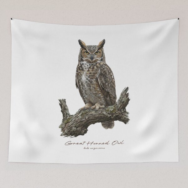 Item preview, Great Horned Owl on Rustic Branch designed and sold by Takeda-art.