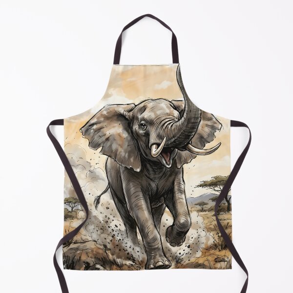 Item preview, African Elephant In Savanna Landscape Watercolor Illustration designed and sold by RubisLeaf.