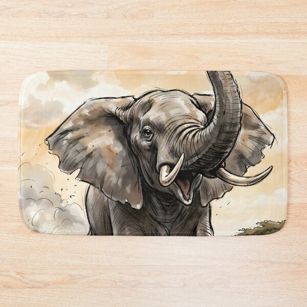 Item preview, African Elephant In Savanna Landscape Watercolor Illustration designed and sold by RubisLeaf.