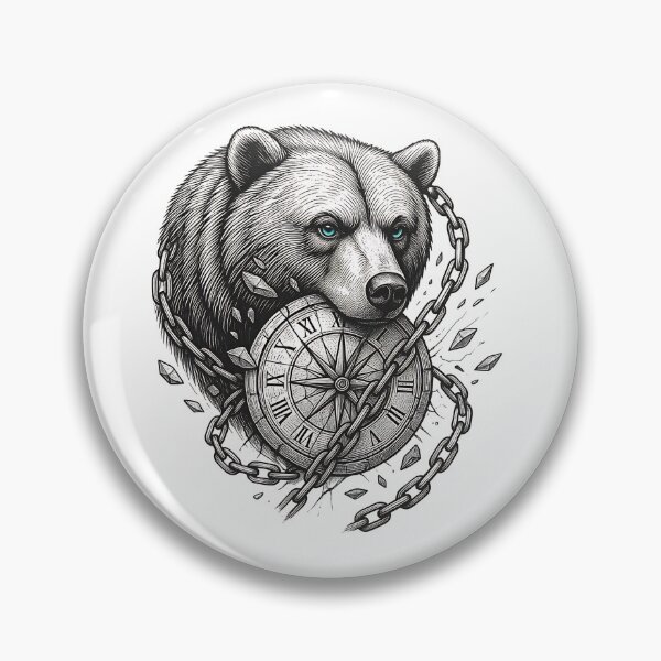 Item preview, Breaking the Chains of Time Bear Vintage Clock Graphic Design designed and sold by Kavya Art.