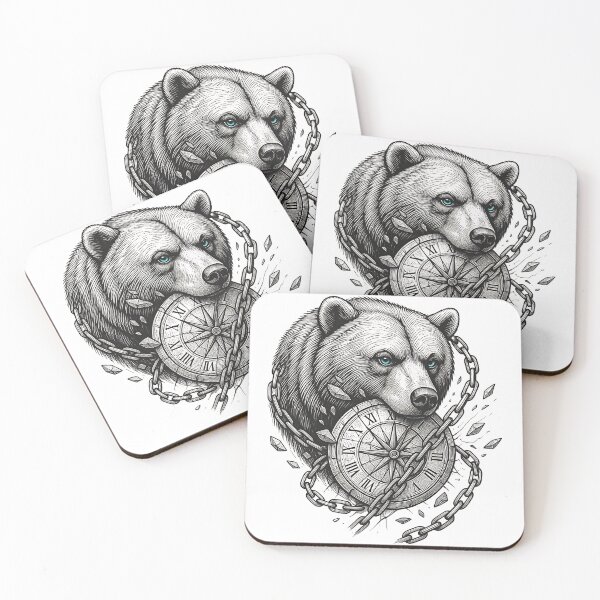 Item preview, Breaking the Chains of Time Bear Vintage Clock Graphic Design designed and sold by Kavya Art.
