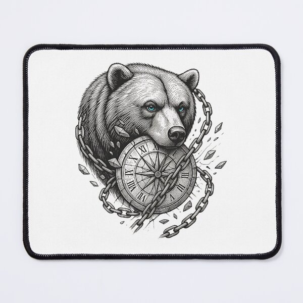Item preview, Breaking the Chains of Time Bear Vintage Clock Graphic Design designed and sold by Kavya Art.